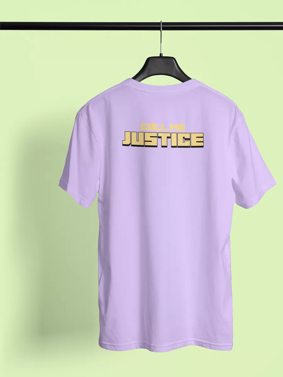 Justice T-Shirt, lavender, regular fit, Justice graphic back print – NOOBDE