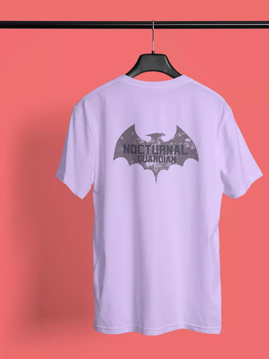 Nocturnal Guardian Oversized T-Shirt, lavender, oversized fit, hero graphic back print – NOOBDE