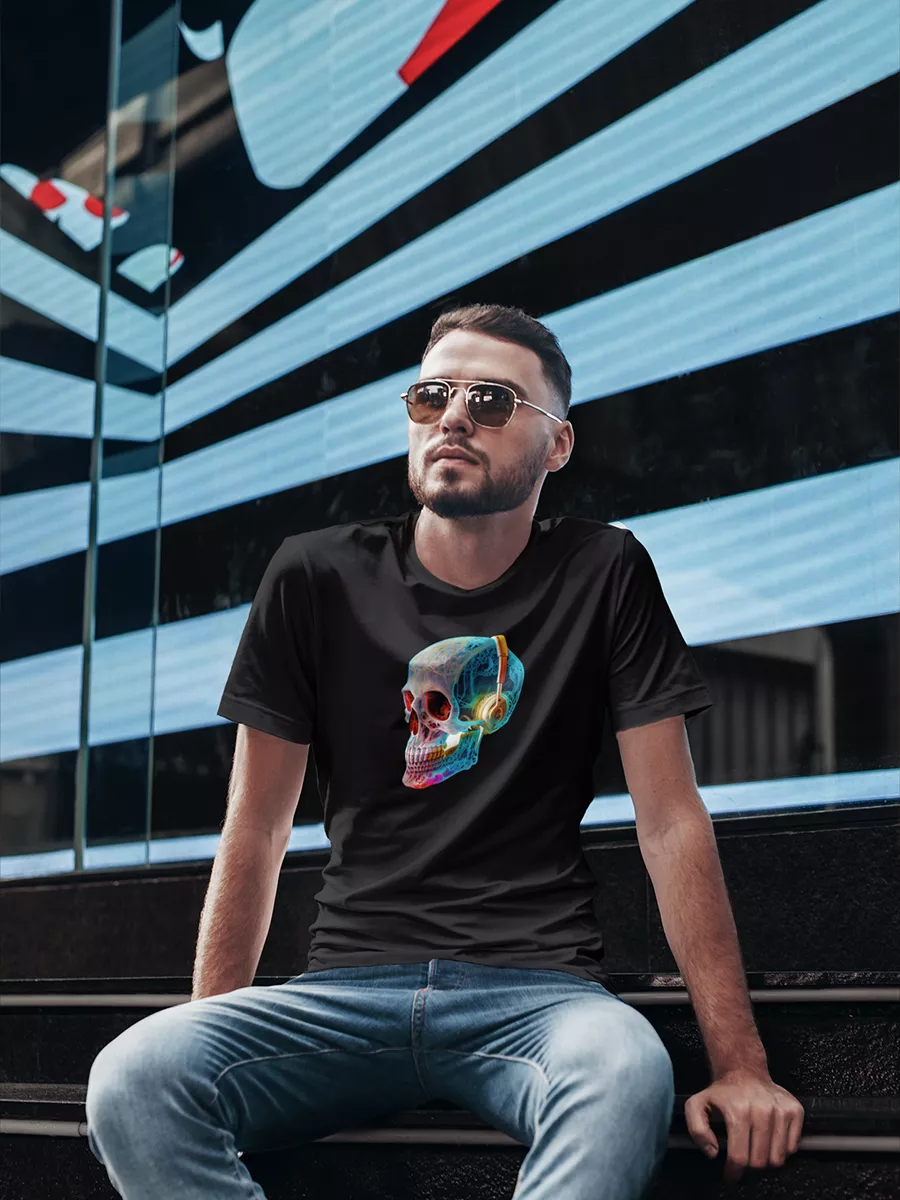 black printed t shirt 