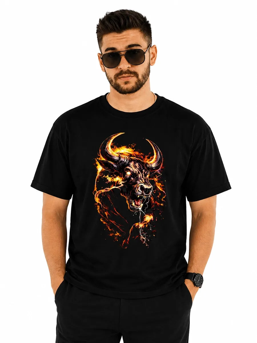 Noobde Inferno Bull Graphic T-Shirt