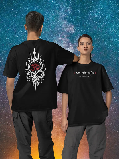 warrior “अहमस्मि योद्धा”  - Black Oversized Unisex T-Shirt