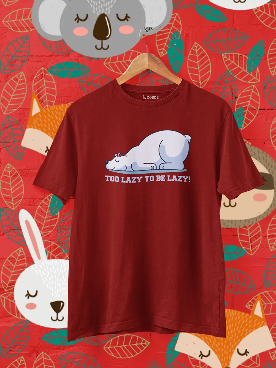 bear Printed red T-Shirt for Men