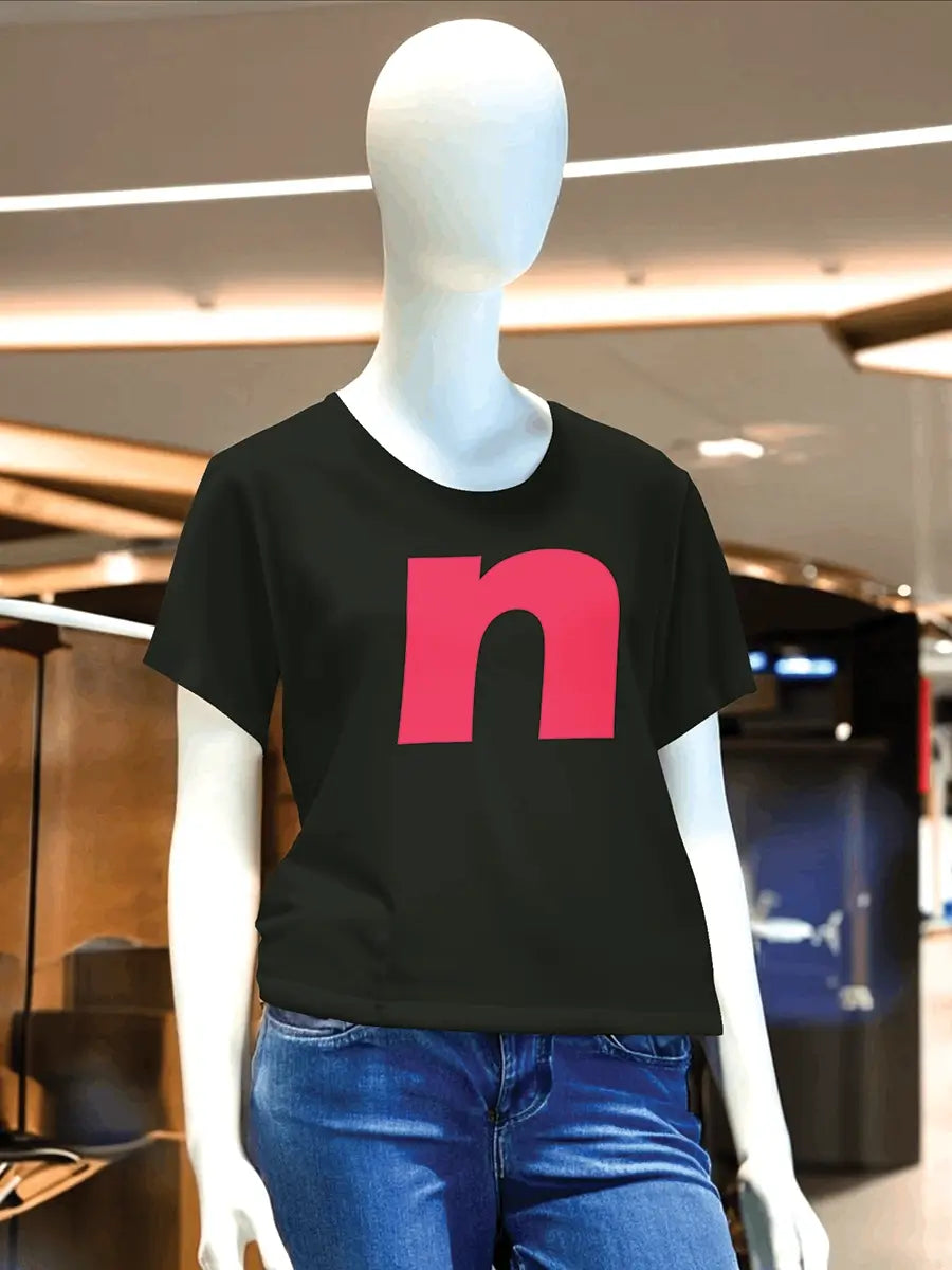 black n letter t shirt 