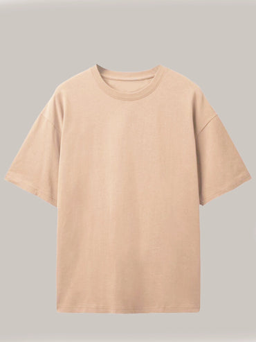 Beige Plain Oversized T-Shirt for Men