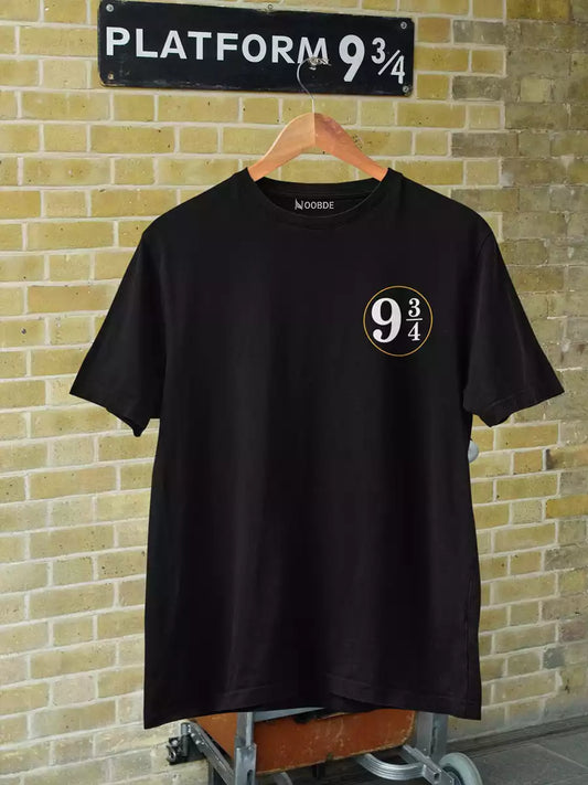 Platform No. "9¾" Printed Black T-Shirt for Men