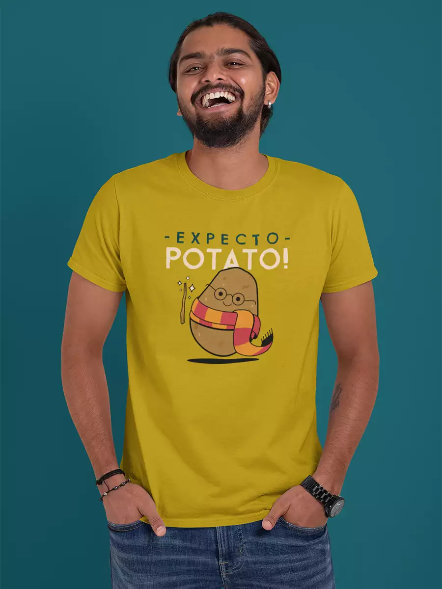  Printed Mustard Yellow T-Shirt for Men