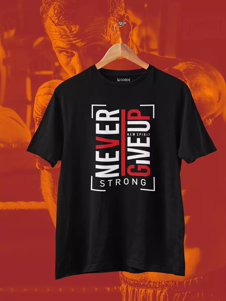 Buy Never Give Up T-Shirt for Men | Black | Green – NOOBDE