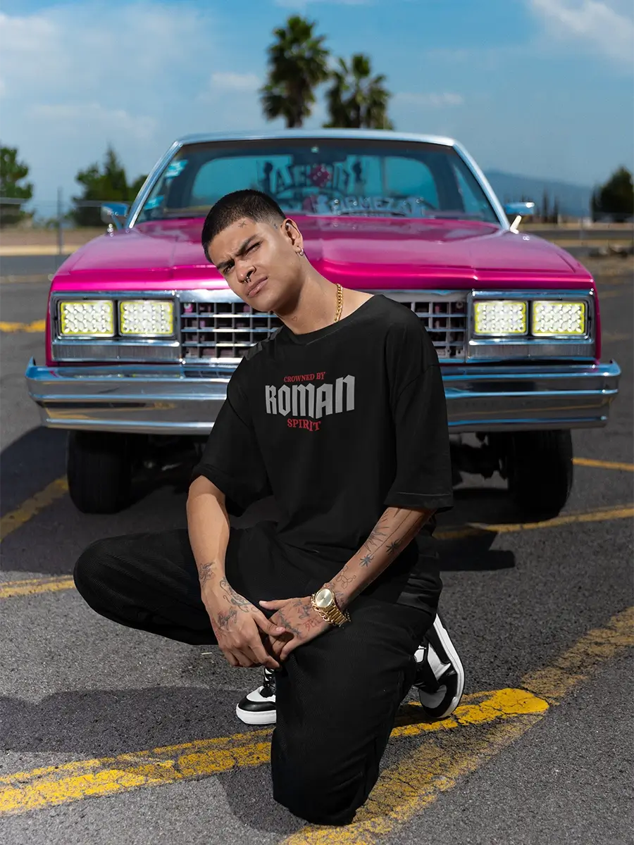 ROMAN print black t shirt 