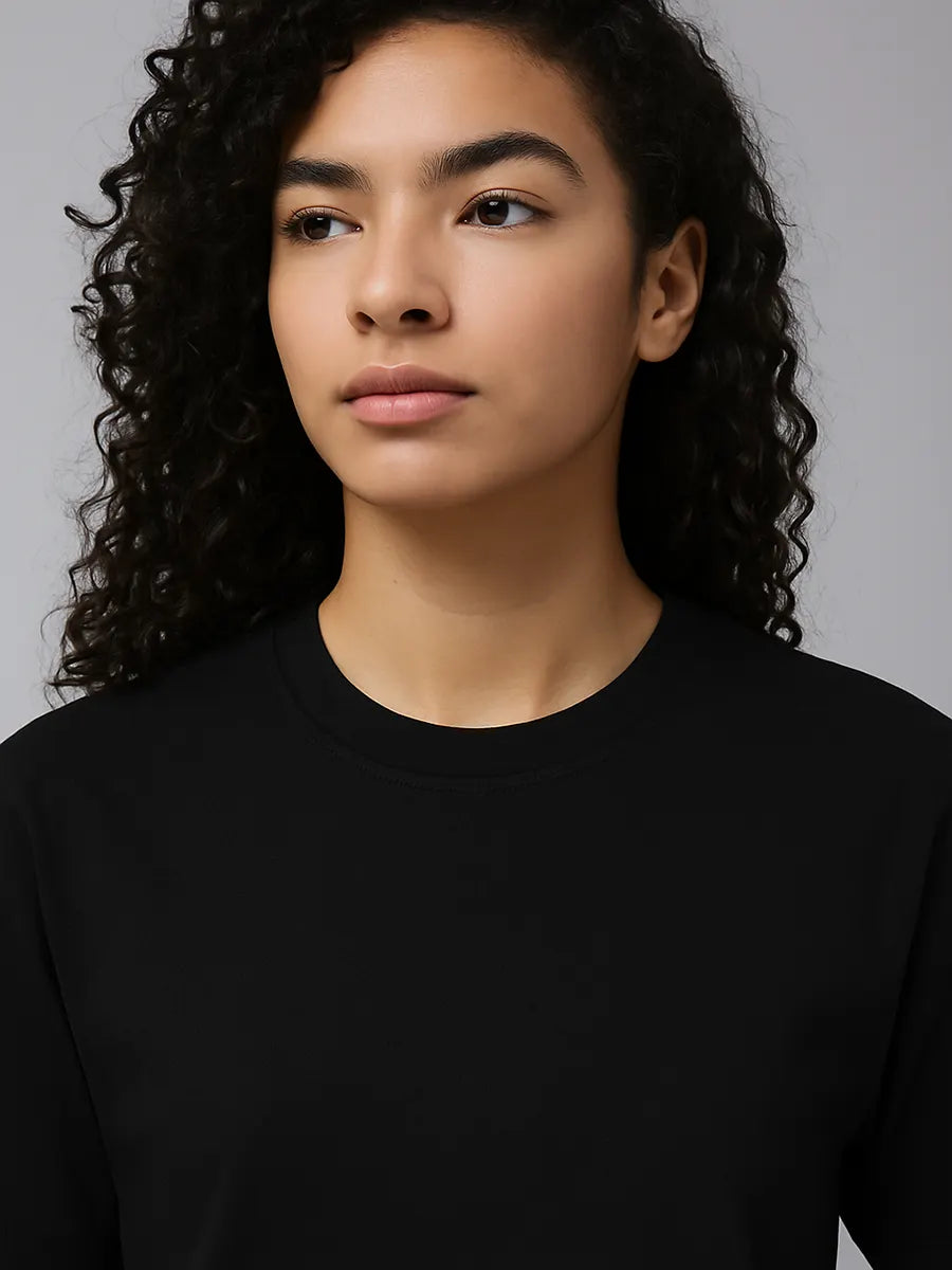 Black Plain Oversized T-shirt for Women