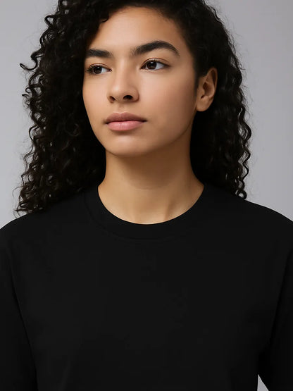 Black Plain Oversized T-shirt for Women